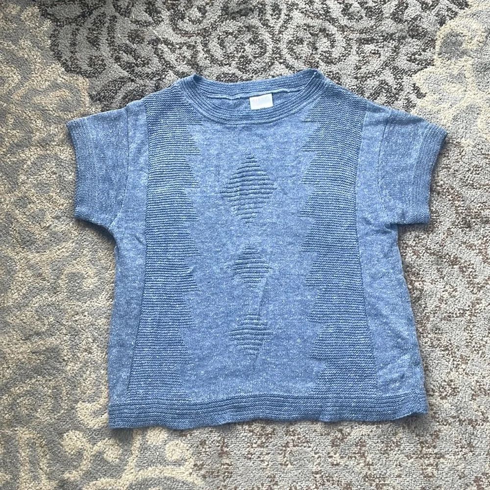 Aileen Vintage Knit Cap Sleeve Sweater Blue Large - Picture 1 of 4